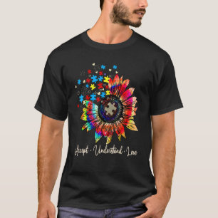 Accept Understand Love Sunflower Puzzle Autism Awa T-Shirt