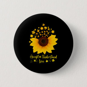 Accept Understand Love Sunflower Shirt Autism Awar 6 Cm Round Badge