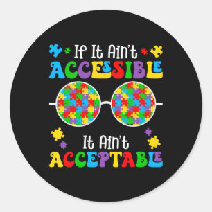 Acceptable Sungles Puzzle Autism Awareness Neurodi Classic Round Sticker