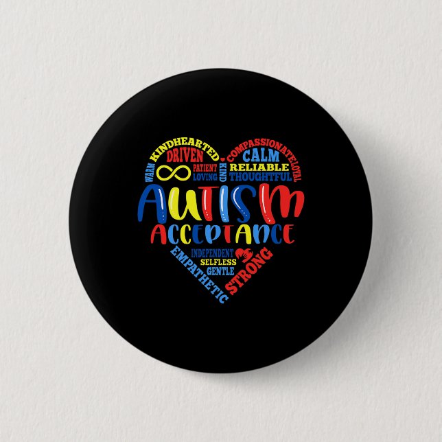Acceptance Autism Awareness Month Support Puzzle P 6 Cm Round Badge (Front)