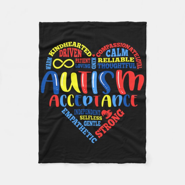 Acceptance Autism Awareness Month Support Puzzle P Fleece Blanket (Front)