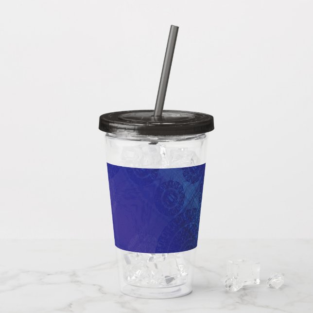 Acceptance | Blue Indigo Violet Boho Medallions Acrylic Tumbler (Back Ice)