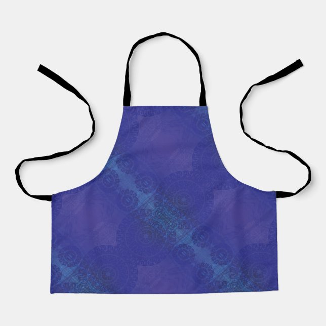 Acceptance | Blue Indigo Violet Boho Medallions Apron (Front)