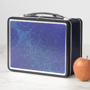 Acceptance   Blue Indigo Violet Boho Medallions Metal Lunch Box