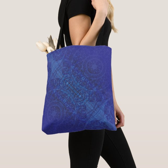 Acceptance | Blue Indigo Violet Boho Medallions Tote Bag (Close Up)