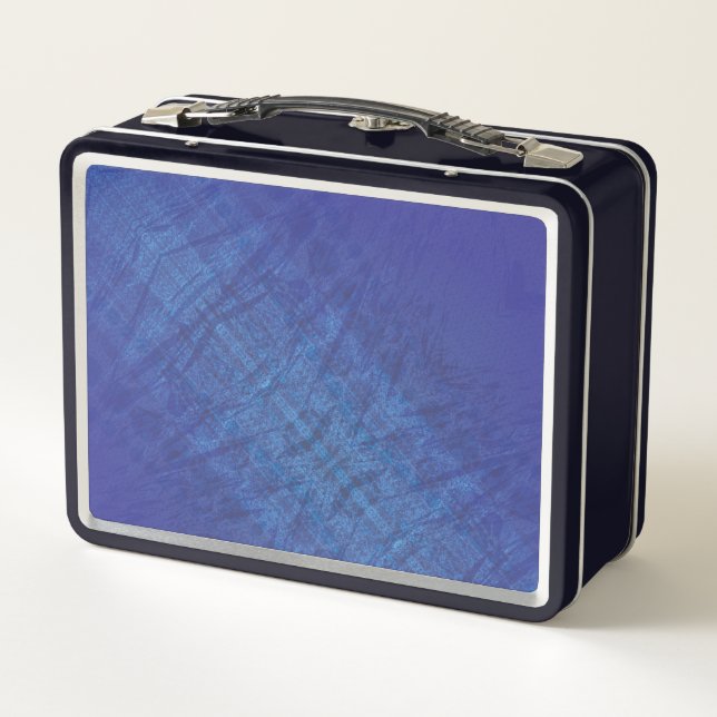 Acceptance | Blue Indigo Violet Shibori Pattern Metal Lunch Box (Back)