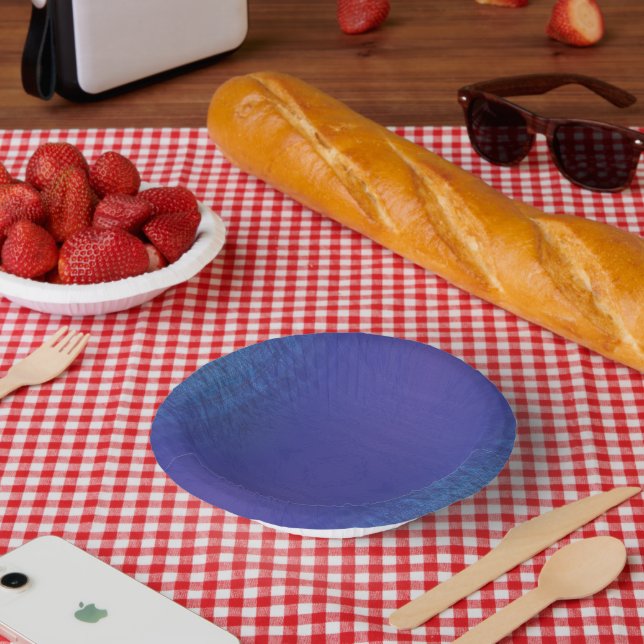 Acceptance | Blue Indigo Violet Shibori Pattern Paper Plate (Picnic)