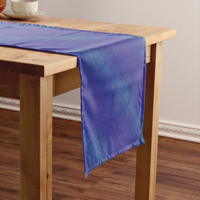 Acceptance | Blue Indigo Violet Shibori Pattern  Short Table Runner (In Situ)