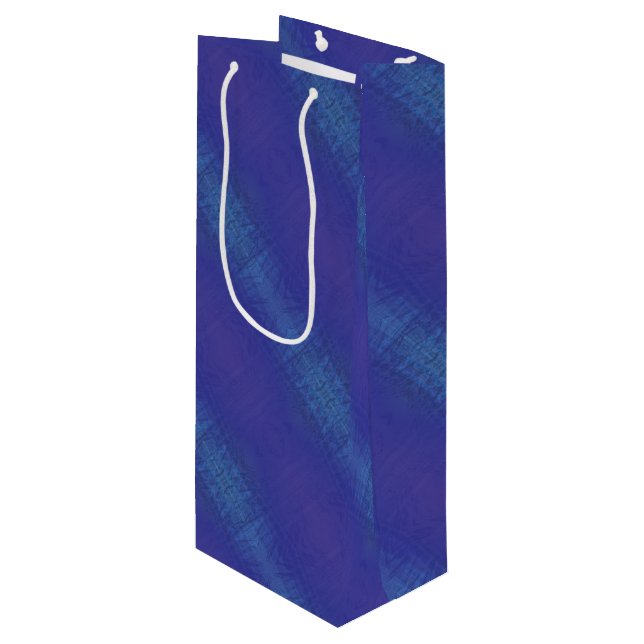 Acceptance | Blue Indigo Violet Shibori Pattern  Wine Gift Bag (Front Angled)