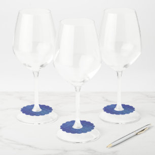 Acceptance Blue Indigo Violet Shibori Pattern Wine Glass Tag