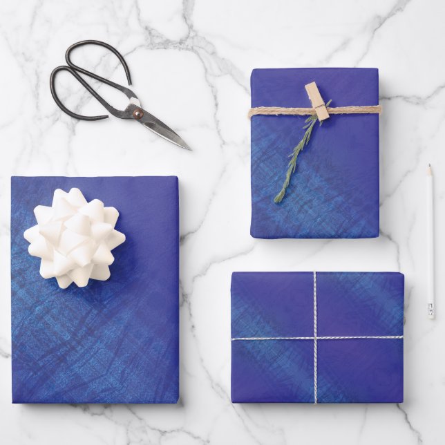 Acceptance | Blue Indigo Violet Shibori Pattern Wrapping Paper Sheet (Front)