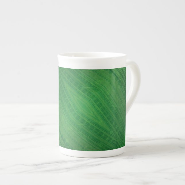 Acceptance | Green Eclectic Boho Pattern Bone China Mug (Front Right)