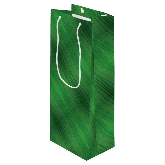 Acceptance | Green Eclectic Boho Pattern Wine Gift Bag (Front Angled)