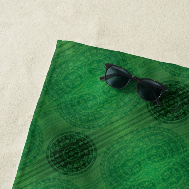Acceptance | Green Meditation Medallions Beach Towel (In Situ)