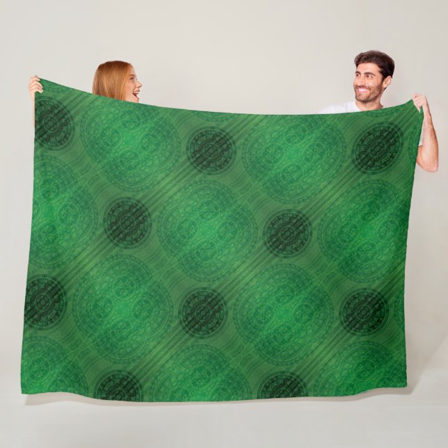 Acceptance | Green Meditation Medallions Fleece Blanket (In Situ)
