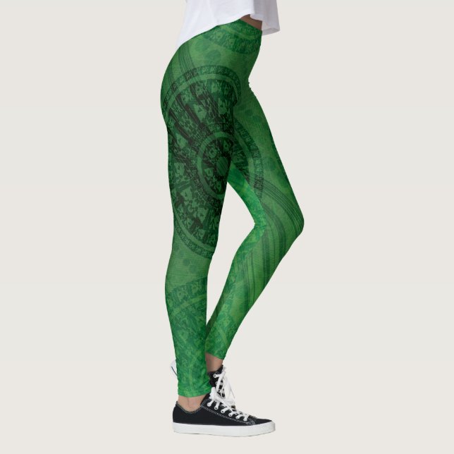 Acceptance | Green Meditation Medallions Leggings (Right)