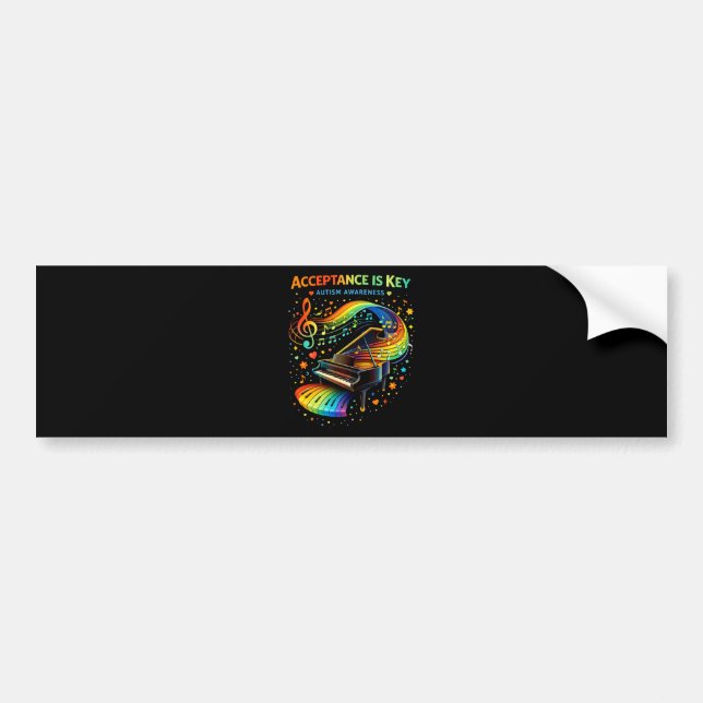 Acceptance Is Key Autism Awareness Bumper Sticker (Front)