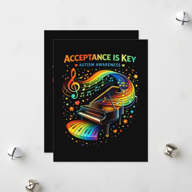 Acceptance Is Key Autism Awareness Holiday Card (Front/Back In Situ)
