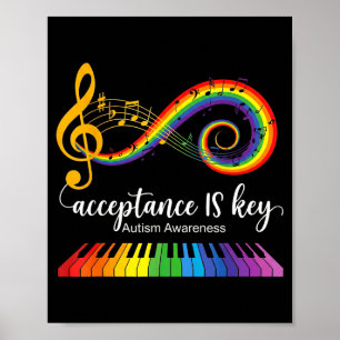 Acceptance is key autism awareness music teacher poster