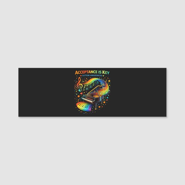 Acceptance Is Key Autism Awareness Name Tag (Front)