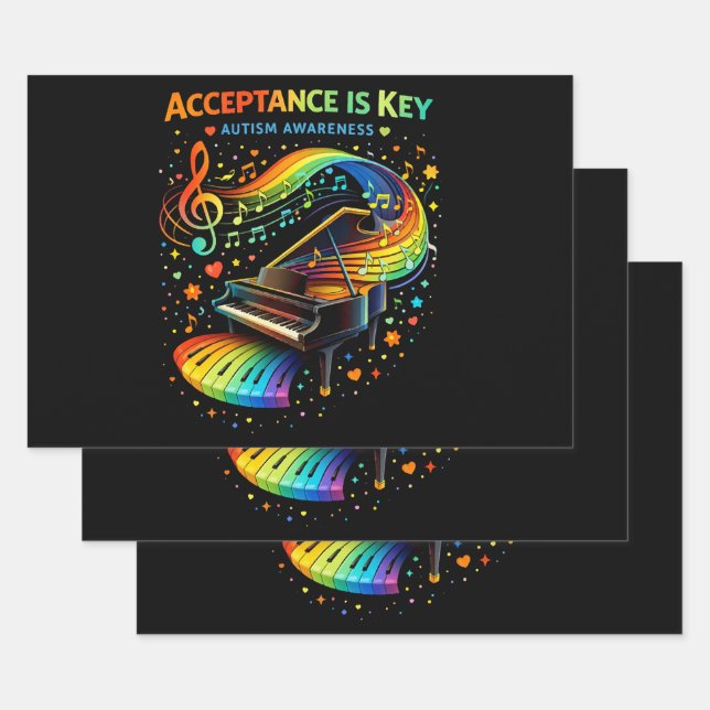 Acceptance Is Key Autism Awareness Wrapping Paper Sheet (Set)