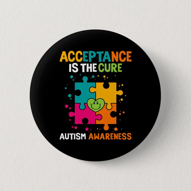 Acceptance Is The Cure Autism Awareness  6 Cm Round Badge (Front)