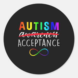 Acceptance Not Awareness Funny Red Instead Autism  Classic Round Sticker