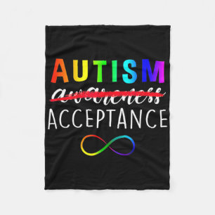 Acceptance Not Awareness Funny Red Instead Autism Fleece Blanket