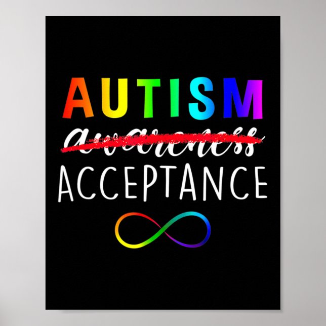 Acceptance Not Awareness Funny Red Instead Autism  Poster (Front)