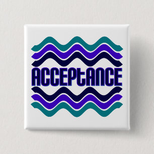 Acceptance Quote in Blue Green Purple Graphic 15 Cm Square Badge