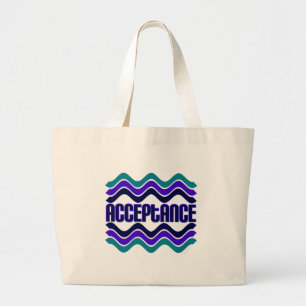 Acceptance Quote in Blue Green Purple Graphic Large Tote Bag