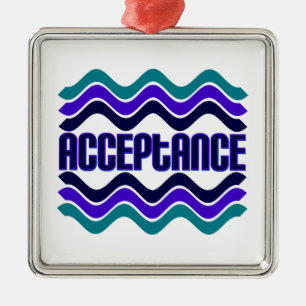 Acceptance Quote in Blue Green Purple Graphic Metal Tree Decoration