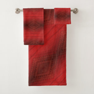 Acceptance   Red Eclectic Boho Pattern Bath Towel Set