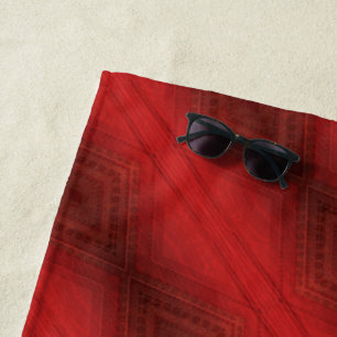 Acceptance Red Eclectic Boho Pattern Beach Towel