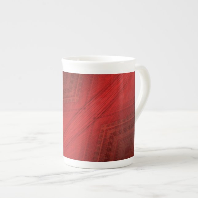 Acceptance | Red Eclectic Boho Pattern Bone China Mug (Front Right)