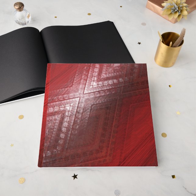 Acceptance | Red Eclectic Boho Pattern Guest Book (Front Open)