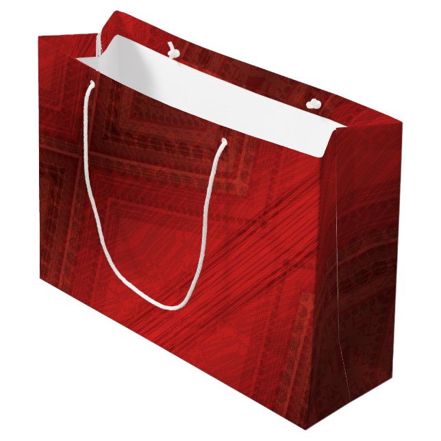Acceptance | Red Eclectic Boho Pattern Large Gift Bag (Front Angled)