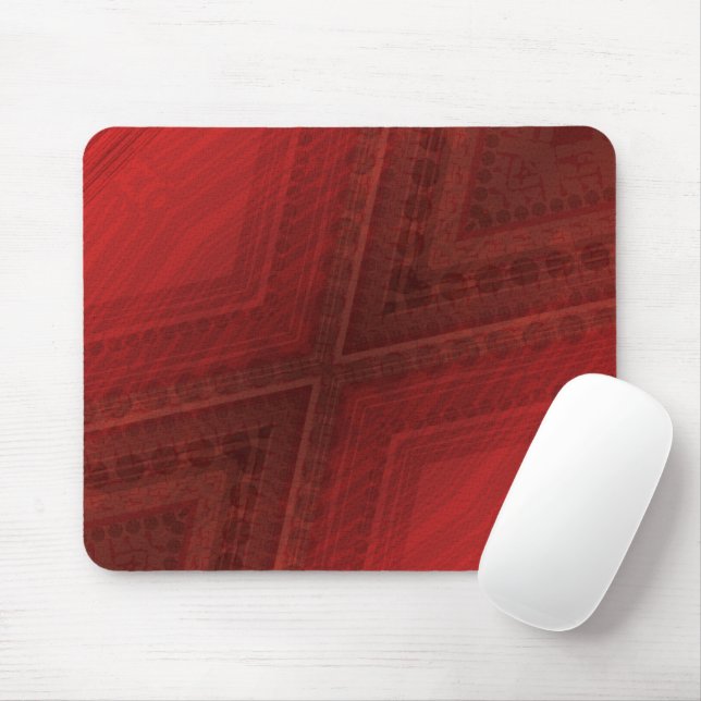 Acceptance | Red Eclectic Boho Pattern Mouse Mat (With Mouse)
