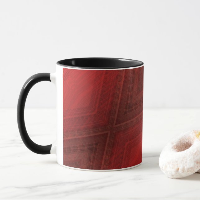 Acceptance | Red Eclectic Boho Pattern Mug (With Donut)