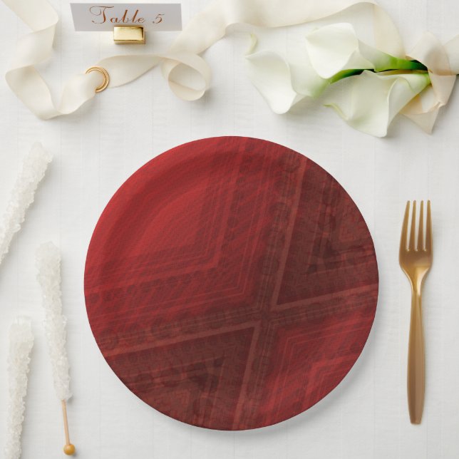 Acceptance | Red Eclectic Boho Pattern Paper Plate (Wedding)