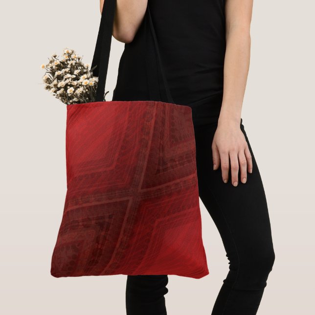 Acceptance | Red Eclectic Boho Pattern Tote Bag (Close Up)