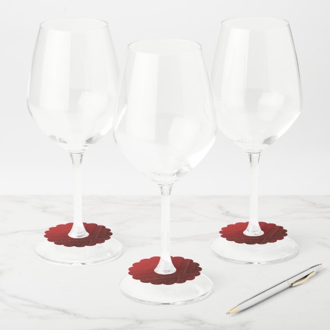 Acceptance | Red Eclectic Boho Pattern Wine Glass Tag (Set)