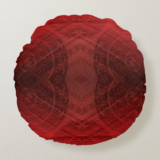 Acceptance | Red Meditation Medallions Round Cushion (Front)