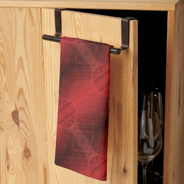 Acceptance | Red Meditation Medallions Tea Towel (Thirds Fold)