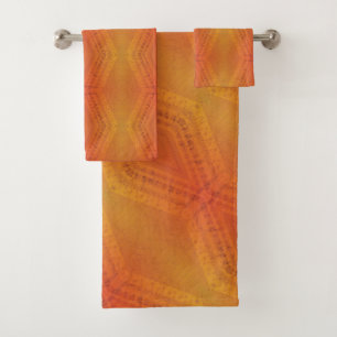 Acceptance   Red Orange Yellow Shibori Pattern Bath Towel Set