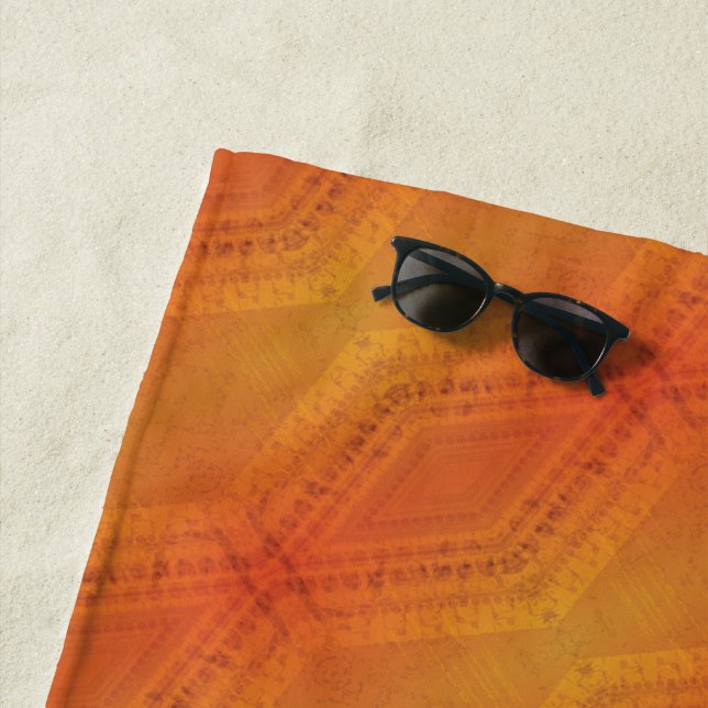 Acceptance | Red Orange Yellow Shibori Pattern Beach Towel (In Situ)