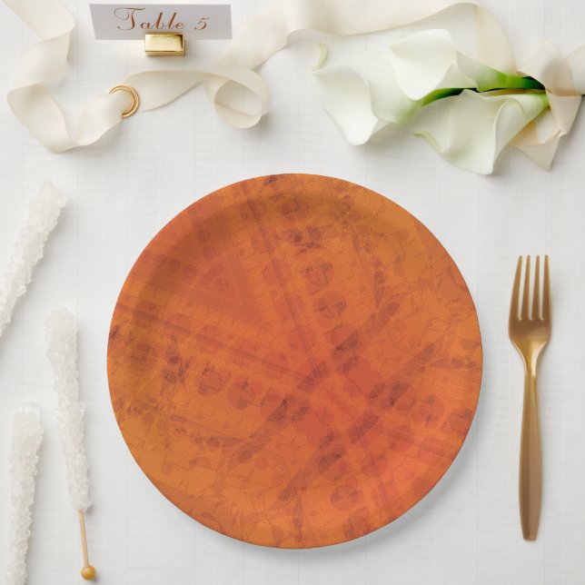 Acceptance | Red Orange Yellow Shibori Pattern Paper Plate (Wedding)