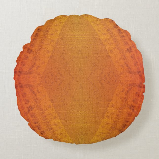 Acceptance | Red Orange Yellow Shibori Pattern Round Cushion (Front)