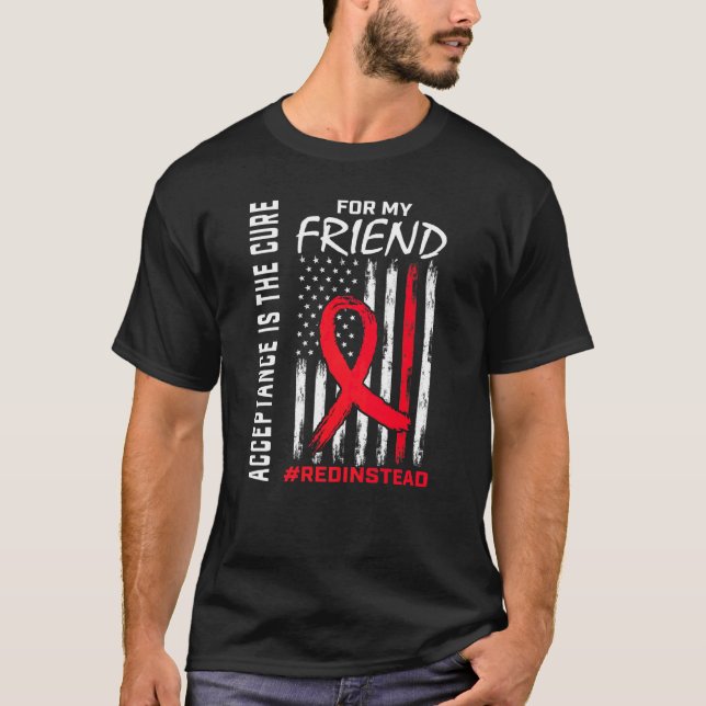 Acceptance Redinstead I Wear Red Instead Autism Fr T-Shirt (Front)