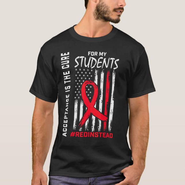 Acceptance Redinstead I Wear Red Instead Autism Te T-Shirt (Front)